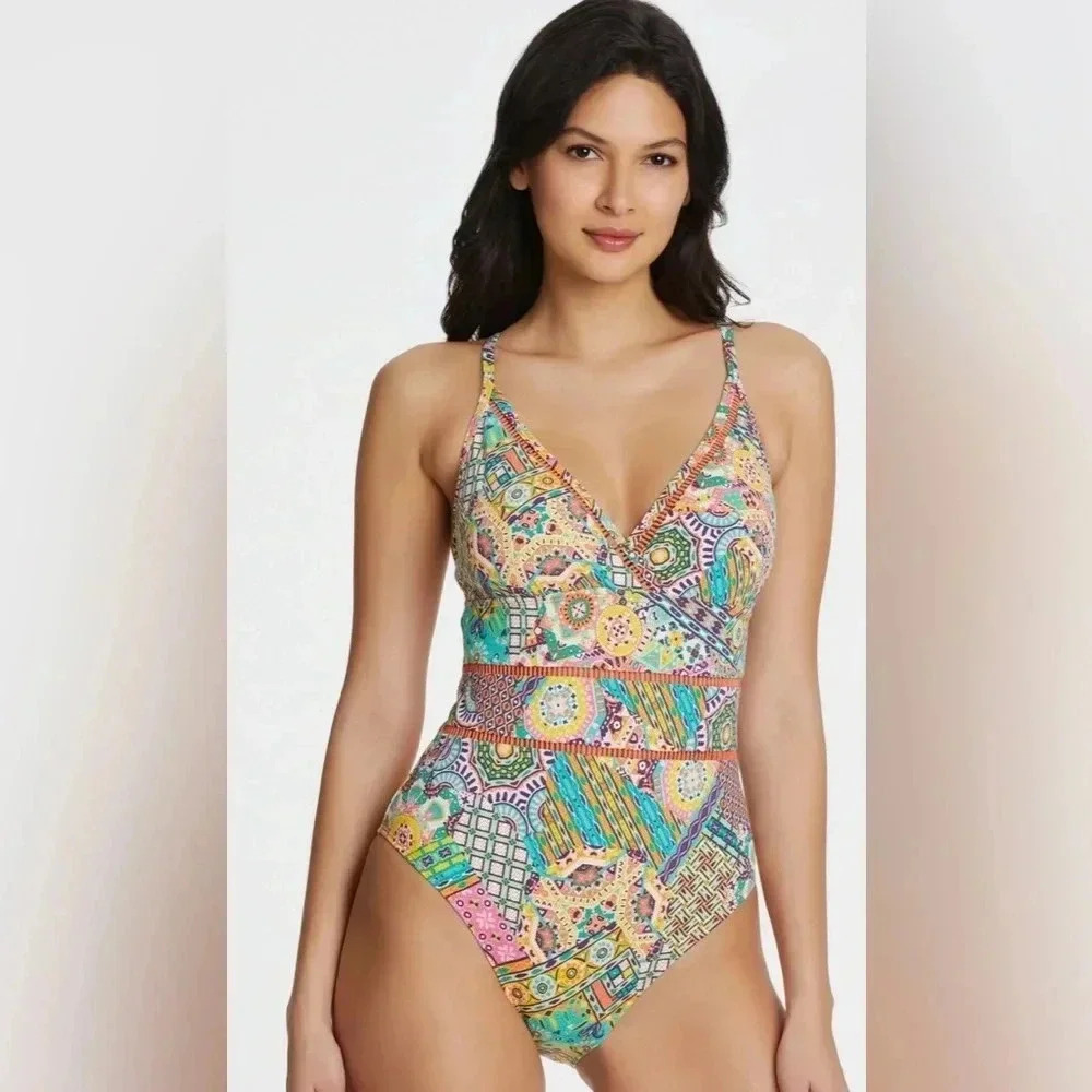 Bleu Rod Beattie Seriously Sunny Wire-Free One-Piece Size 10 - Picture 2 of 9